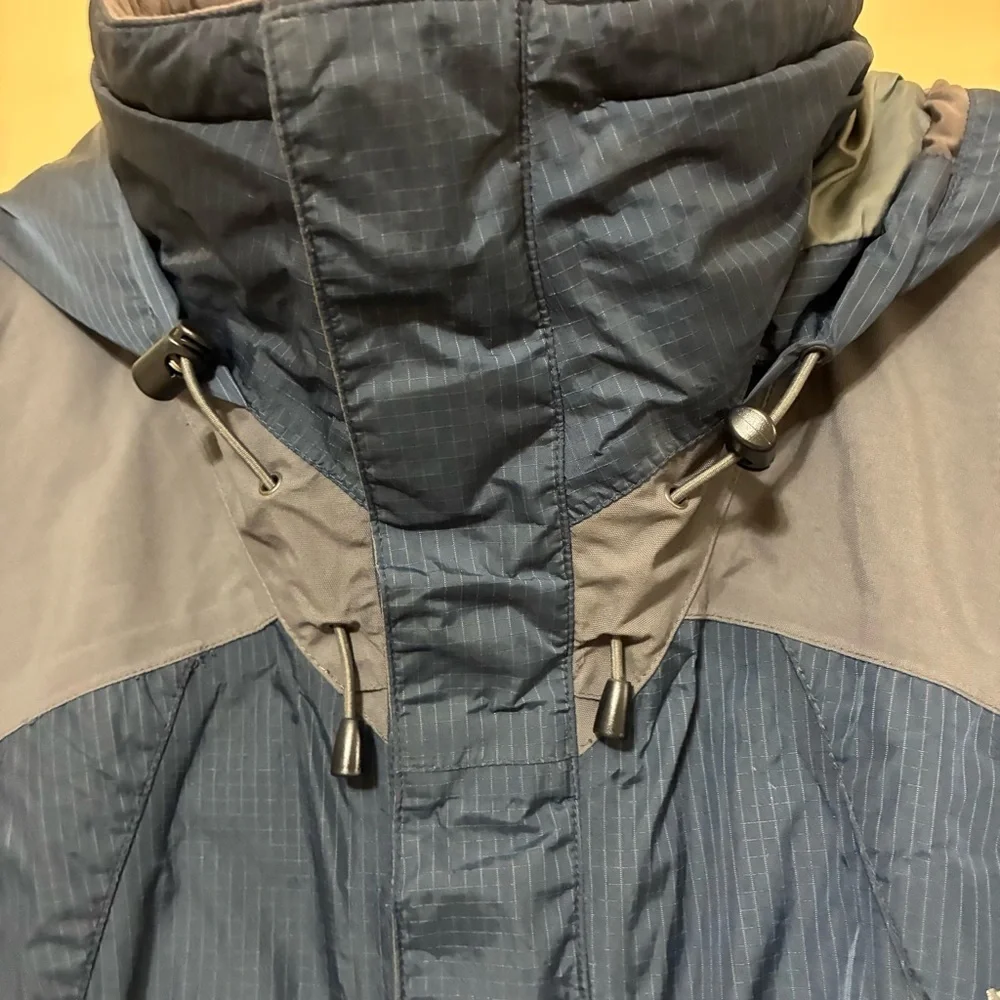 Marmot Full Zip Winter Windbreaker Men’s M Blue Gray Utility Hooded Brim Jacket